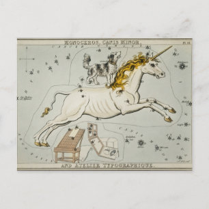 Postal Ilustracion de constelación de época