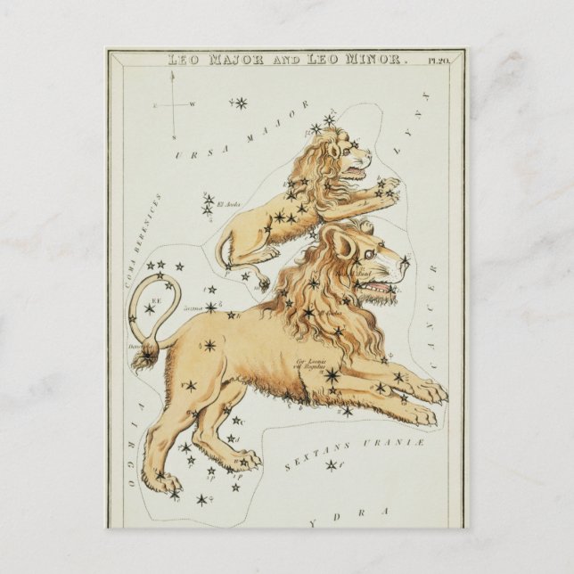 Postal Ilustracion de constelación de época (Anverso)