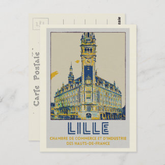 Postal Ilustracion de construcción lille icónica Francia