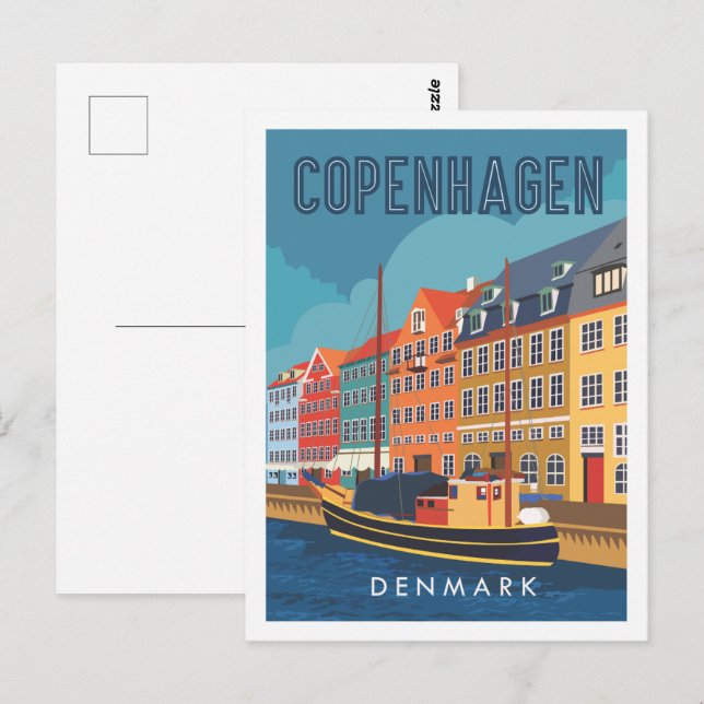 Postal Ilustracion de Copenhague Dinamarca (Anverso / Reverso)