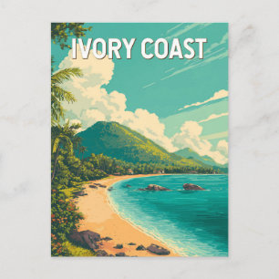 Postal Ilustración de Costa de Marfil Arte de viaje vinta