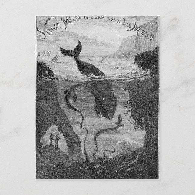 Postal Ilustracion de cubierta "20.000 leguas bajo el mar (Anverso)