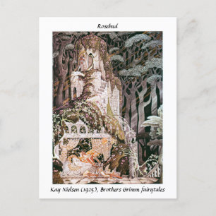 Postal Ilustracion de cuento de hadas de moda Rosebud Kay