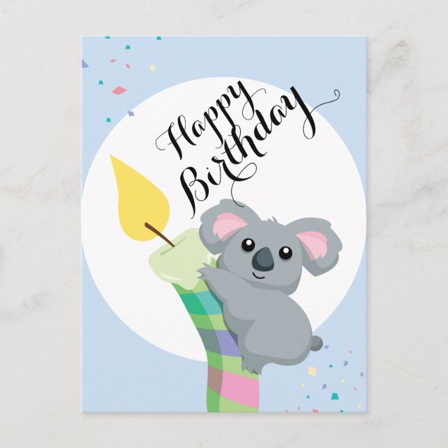 Postal Ilustracion de Cute Chubby personalizado Koala (Anverso)