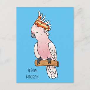 Postal Ilustración de dibujos animados de ave cacatúa Maj