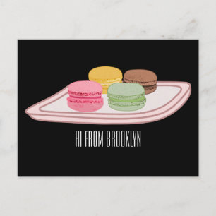 Postal Ilustración de dibujos animados de macarón