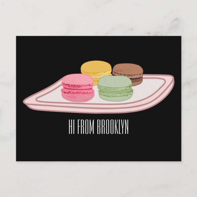 Postal Ilustración de dibujos animados de macarón (Anverso)