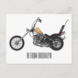 Postal Ilustración de dibujos animados de motocicleta Cho