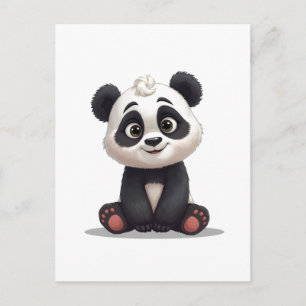 Postal Ilustración de dibujos animados de oso panda senta
