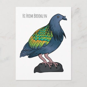 Postal ilustración de dibujos animados de paloma Nicobar