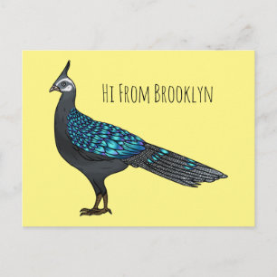 Postal Ilustración de dibujos animados del pavo real de P