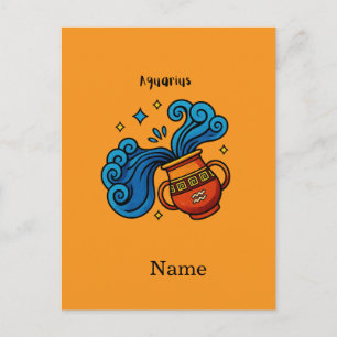 Postal Ilustración de dibujos animados del signo zodiacal