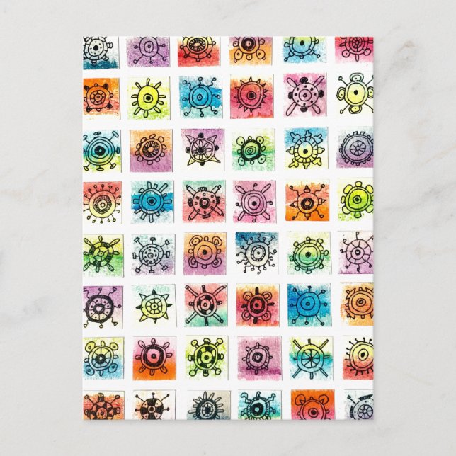 Postal Ilustración de diseños de formas de círculos abstr (Anverso)