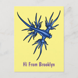 Postal Ilustracion de dragón azul