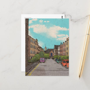 Postal Ilustracion de Edinburgh Downtown Cityscape