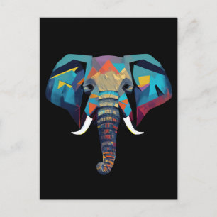 Postal Ilustracion de elefante bajo polilla