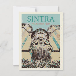 Postal Ilustracion de entrada al palacio de Pena, Sintra 