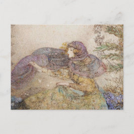 Postal Ilustracion de época Annie French "Lilac Veil"