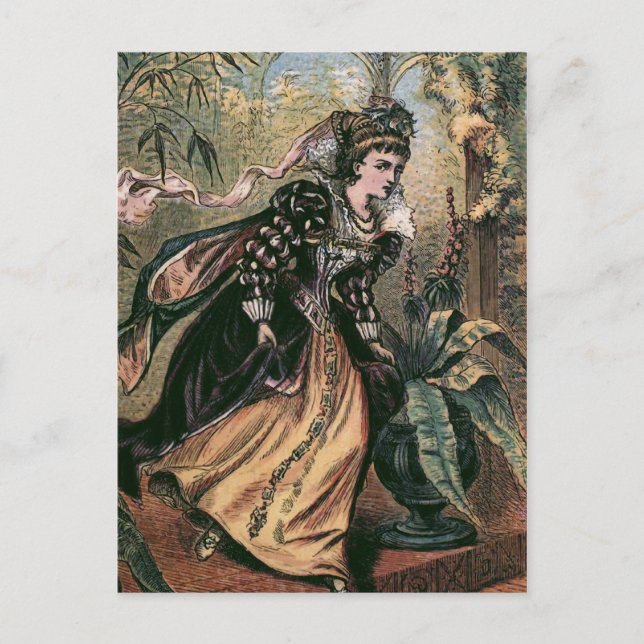 Postal ilustracion de época "Corriendo de la pelota" (Anverso)