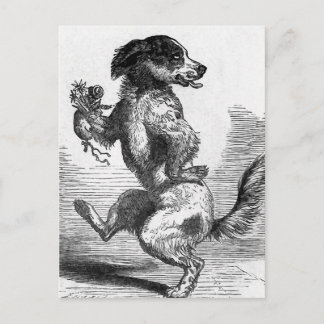 Postal ilustracion de época "Danza de perro"
