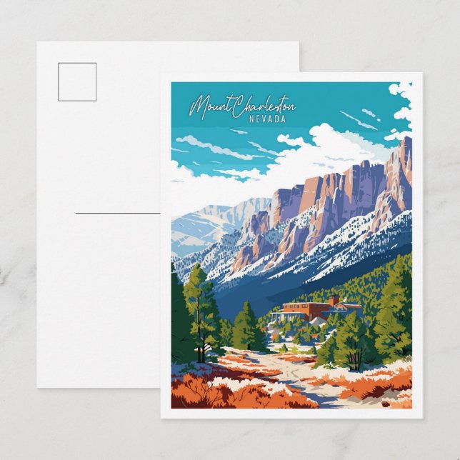 Postal Ilustracion de época de Mount Charleston Nevada (Anverso / Reverso)