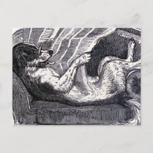 Postal ilustracion de época "Diario de lectura de perros"
