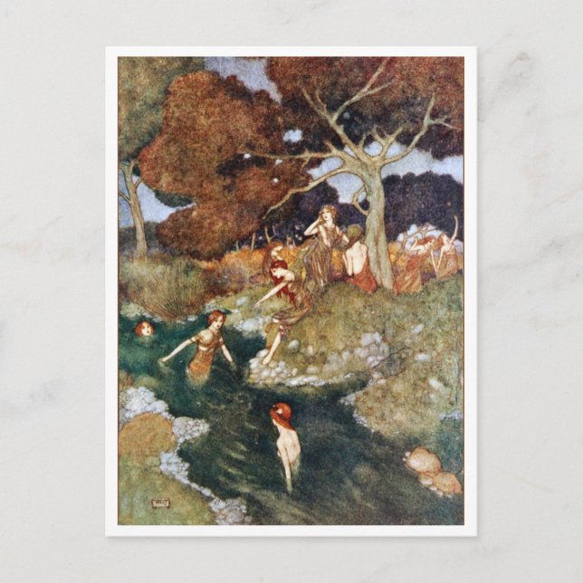 Postal Ilustracion de época Edmund Dulac Tempest (Anverso)