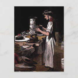Postal ilustracion de época "El Hatmaker"