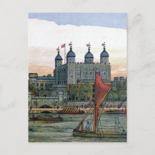 Postal ilustracion de época "La Torre de Londres"