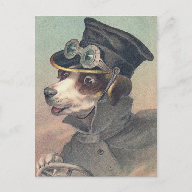 Postal ilustracion de época "Perro conductor" (Anverso)