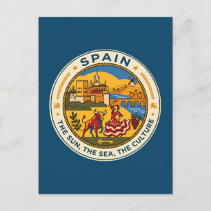 Postal Ilustración de España Viaje Arte Insignia