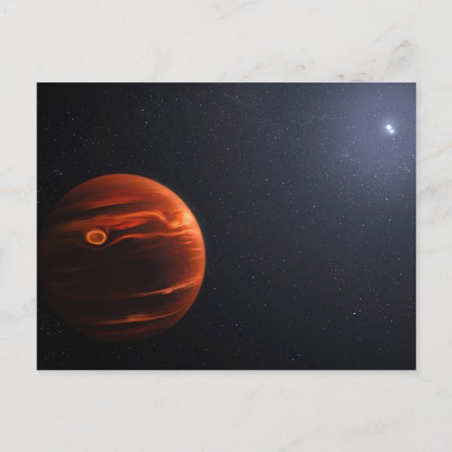 Postal Ilustracion De Exoplanet Vhs 1256 B Y Sus Estrella (Anverso)