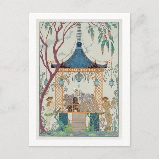 Postal Ilustracion de 'Fetes Galantes' de Paul Verlaine (Anverso)