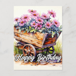 Postal Ilustración de flor de aster recién recogida
