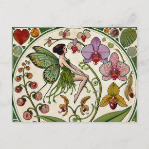 Postal Ilustración de flor de orquídea hada              