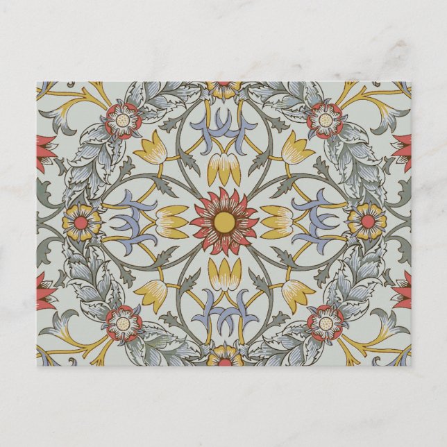 Postal Ilustracion de flores de círculo floral William Mo (Anverso)
