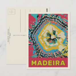 Postal Ilustracion de flores de pasión Madeira Portugal