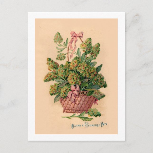 Postal Ilustracion de flores francesas vintage (Anverso)