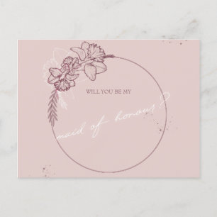 Postal ilustracion de flores sea mi criada de honor