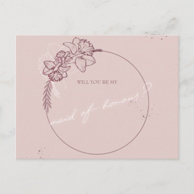 Postal ilustracion de flores sea mi criada de honor (Anverso)