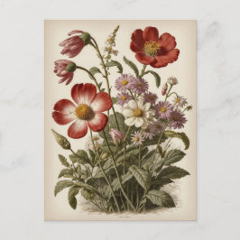 Postal Ilustración de flores vintage