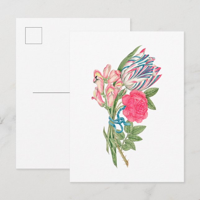 Postal Ilustración de flores vintage (Anverso / Reverso)
