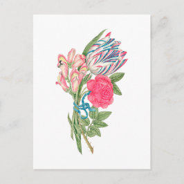 Postal Ilustración de flores vintage