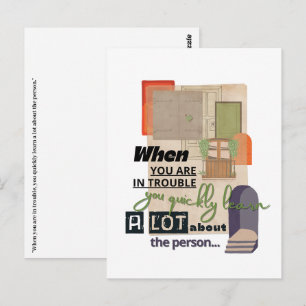 Postal Ilustracion de frases de amistad con dificultades