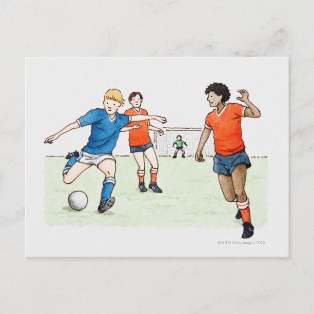 Postal Ilustracion de futbolistas (Anverso)