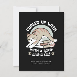 Postal Ilustracion de Gato de Amante de Libros - Curva y