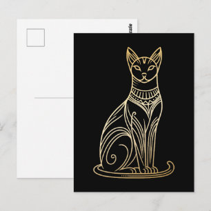 Postal Ilustración de gato dorado para amantes de los gat