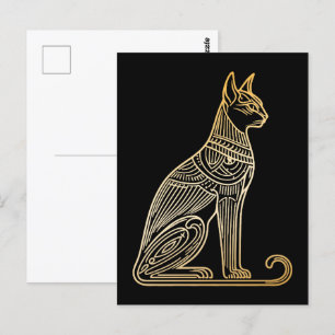 Postal Ilustracion de gato dorado para los amantes del ga
