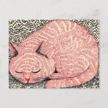 Ilustración de gato rosa durmiendo - Tinta surreal