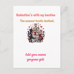 Postal Ilustración de gatos Besties del Día de Galentine 